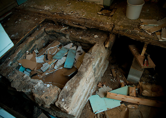 the well, all filled with garbage