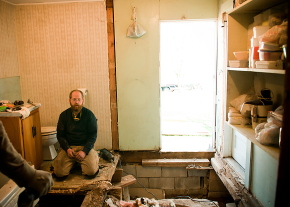 there had never been a door on the back entrance, he floor was completely rotted
