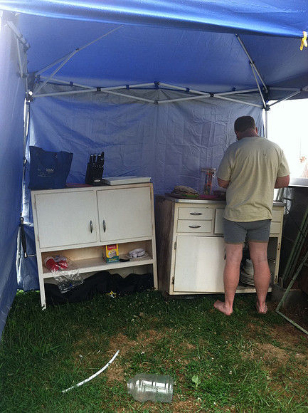the makeshift out door kitchen. We used this for TEN weeks.